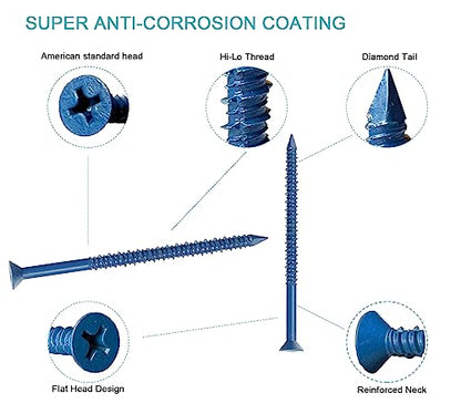 3/16 x 3-1/4" Flat Head Concrete Screw Anchor, for Anchoring to Masonry, Block or Brick (100Pcs) - size: 3/16 x 3-1/4", style: Flat Head
