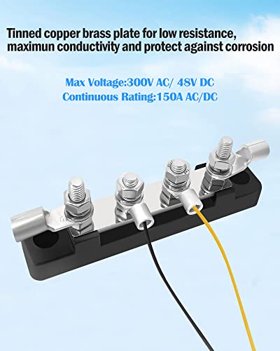 LENKRAD 4 Post Power Distribution Block Bus Bar with Cover, M6 Posts - color: 4 Studs