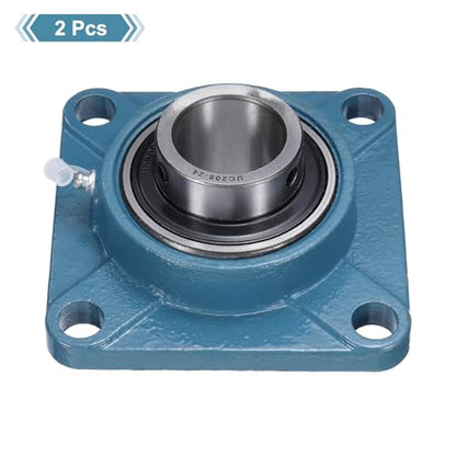 uxcell 2 Pcs UCF-208-24 Pillow Block Bearings 1-1/2 Inch Bore Self Alignment Chrome Steel Bearing Units, 4-Bolt Square Flange Mounted, Solid Base - size: UCF-208-24