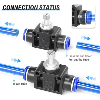 TAILONZ 6mm OD SCF-6 Air Flow Control Valve Push-to-Connect Fitting 5PCS - size: 6mm/Blue/5PCS