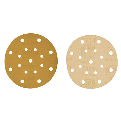 Dura-Gold 6" Gold Sanding Discs, 320 Grit, Box of 50, Hook & Loop, 17 Hole - size: 320-Grit