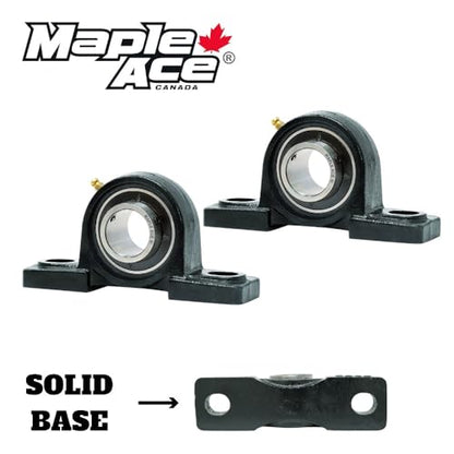 MAPLE ACE UCP206-19 Pillow Block Bearing 1-3/16" Bore, 2-Bolt, Self-Aligning, Solid Base, Heavy Duty (Qty 2)