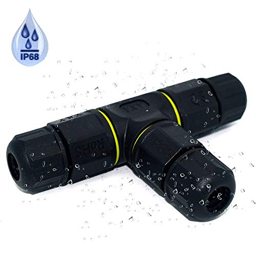 3 Way Junction Box IP68 Waterproof Electrical Junction Box 2 Pin/3 Pin/4 Pin Outdoor Cable Connector for Underground/Outdoor Ø 4.5mm-10mm, Shielded Field Installable - 3Pin - color: black+yellow