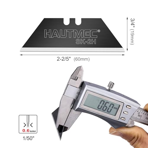 HAUTMEC Utility Knife Blades 10 Pack, SK2H Box Cutter Blades with Compact Safety Dispenser, Rust-Resistant Universal Razor Blades - HT0265 - style: 10 PCS | SK2H