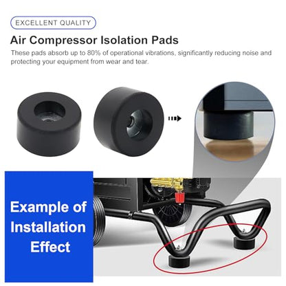 8PCS 192310GS Air Compressor Isolation Pads Anti Vibration Rubber Feet with Stainless Steel Washers Fit for Coleman Powermate Sanborn Noise Reduction & Shock Absorber