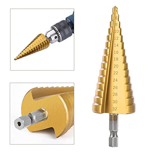 3 Pcs Straight Grooved Step Drill Bit Set,Step Drill Bits Set