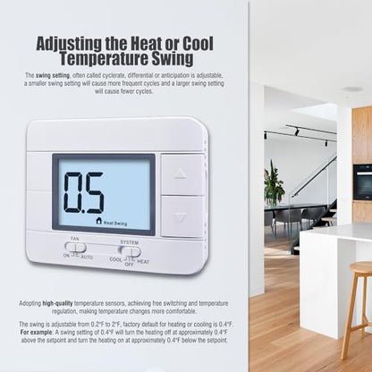Aowel Thermostats for Home & House, up to 2 Heat/ 2 Cool, Non-Programmable