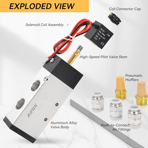 1/2" NPT Solenoid Valve 4V410-15, 5-Way 2-Pos, DC 12V, Out-of-Line - size: NPT1/2″, style: DC12/Out of line