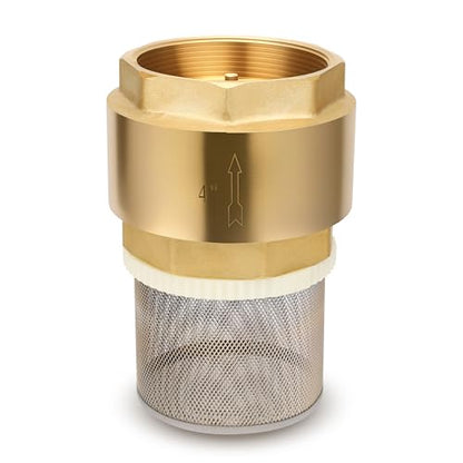 4" NPT Foot Valve with Filter, Brass, Heavy Duty, Female Thread, DN100 - size: 4 Inch