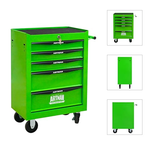 5-Drawer Rolling Tool Chest, Lockable for Garage, Green - color: Green, size: 5-Drawers