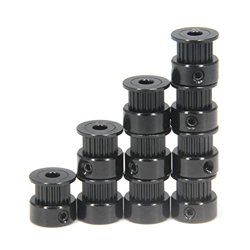 10pcs/Set GT2 Pulleys Wheel 20 Teeth 5mm Bore Black Aluminum Timing Belt Idler Pulleys for 3D Printer 6mm Width Timing Belt (20T-5mm Bore-Black) - size: 20T-5mm Bore-Black