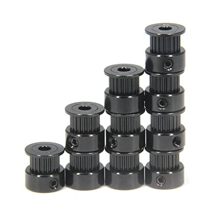 10pcs/Set GT2 Pulleys Wheel 20 Teeth 5mm Bore Black Aluminum Timing Belt Idler Pulleys for 3D Printer 6mm Width Timing Belt (20T-5mm Bore-Black) - size: 20T-5mm Bore-Black
