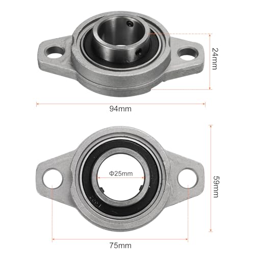 uxcell 4pcs KFL005 Flanged Pillow Block Bearings 25mm Bore, Zinc Alloy Self Aligning Flange Mounted Bearings - size: KFL005
