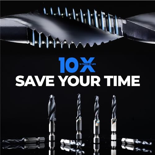 Kraftek 8-32NC Combination Drill and Tap Bit Set, Ultra TiAlN Coating M2 Drill Tap Set, One-Step Drilling, Tapping, and Deburring for Stainless Steel, Aluminum,Copper, Plastic, Mild Steel - size: 8-32NC 1pc