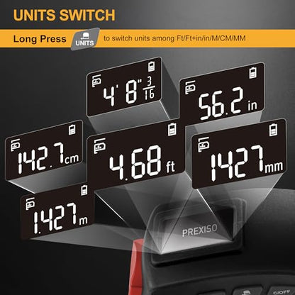 PREXISO 2-in-1 Digital Tape Measure, 16Ft Digital Measuring Tape Auto Lock - color: Grey