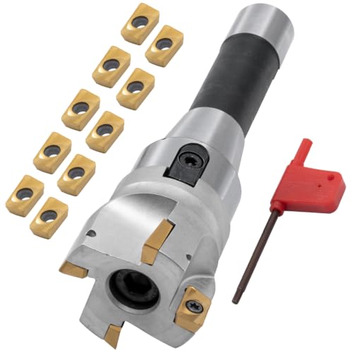 R8 Shank FMB22 with 400R 50MM End Milling Shell Cutter and 10Pcs APMT1604 Carbide Inserts,7/16-20UNF Face Mill Arbor