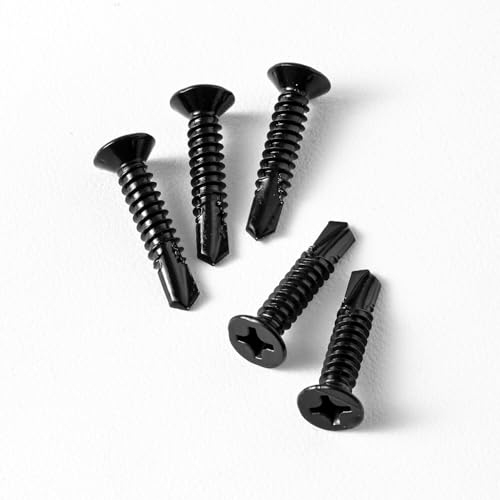 #6 x 1/2" (100 Pack) Flat Head Sheet Metal Screws Phillips Drive Fast Self-Tapping Screw Wood Screws, High-Strength 410 Stainless Steel, Black Oxide - size: #6 x 1/2''