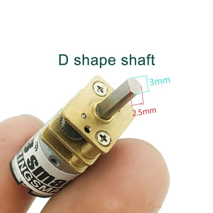 BRINGSMART 2pcs N20 Micro Motor Electric 12mm Gearbox 12V 2000rpm D Shaft - size: 12V 2000rpm