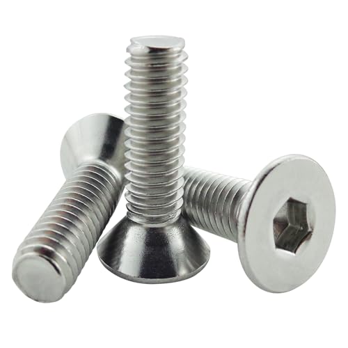 M6 x 20mm Flat Head Socket Cap Screws,Fajoeda 20Pcs M6 Countersunk Bolts 18-8 (304) Stainless Steel Hex Socket Cap Screws - size: 20PCS M6-1.0 x 20mm