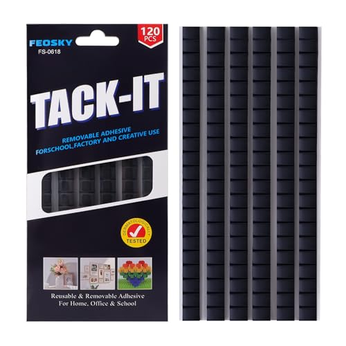 Feosky Adhesive Poster Sticky Tack Putty, Reusable and Removable Adhesive Putty, 120PCS, Mounting Putty for displaying Wall Paintings, Museum Art Photography, Picture, Crafts (Black, Pack of 1) - color: Black, size: 1Pack