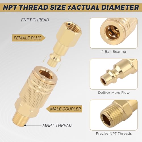 Brass 1/4 '' Air Coupler Plug Kit Air Compressor Fitting 15pcs - style: 15PCS 1/4" Female Plug