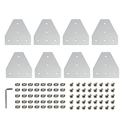 8PCS Corner Bracket Plate Outside Joining Plate for 3030 Series Aluminum Profile 3D Printer Frame (T-Silver-3030) - style: T-Silver-3030
