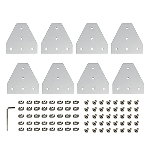 8PCS Corner Bracket Plate Outside Joining Plate for 3030 Series Aluminum Profile 3D Printer Frame (T-Silver-3030) - style: T-Silver-3030