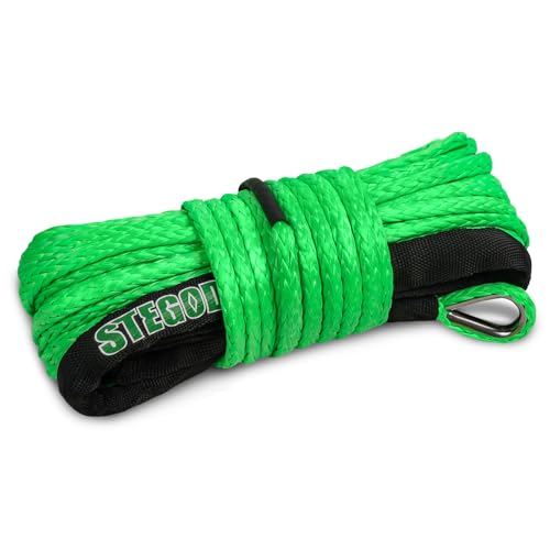 Synthetic Winch Rope, 1/4'' x 50ft 10,000LBS Synthetic Winch Line 1/4 Winch Cable Replacement Synthetic Rope for 4WD Off Road Vehicle ATV UTV (Green) - color: Green, size: 1/4 Inch x 50 Feet,without hook