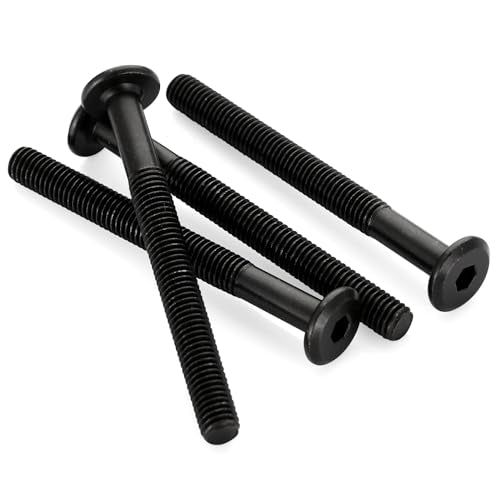 M8 x 100mm Socket Cap Allen Bolts, Flat Round Head Socket Cap Screws, Furniture Screws, Carbon Steel, Partial Thread, Black Oxide Finish, 10 PCS - size: M8 x 100mm