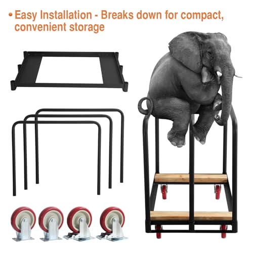 Steel Panel Truck, Drywall Cart W/ 5” PU Swivel Wheels, Heavy-Duty Panel Dolly Cart W/ 1500 LBS Capacity, for Handling Wall Panel/Lumber/Folding Table/Sheetrock， 36" L X 24" W