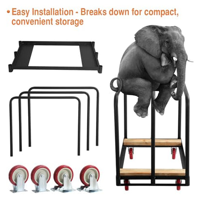 Steel Panel Truck, Drywall Cart W/ 5” PU Swivel Wheels, Heavy-Duty Panel Dolly Cart W/ 1500 LBS Capacity, for Handling Wall Panel/Lumber/Folding Table/Sheetrock， 36" L X 24" W