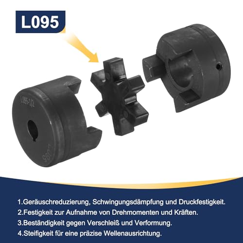 uxcell 1/2" to 1" L095 Flexible 3-Piece L-Jaw Coupling Coupler Set & Buna-N NBR Rubber Spider for Log Splitter Hybrid Equipment - size: 1/2 " to 1"