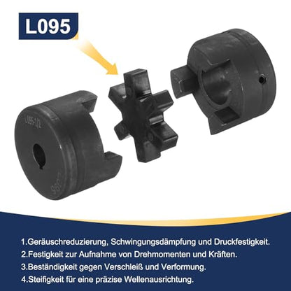 uxcell 1/2" to 1" L095 Flexible 3-Piece L-Jaw Coupling Coupler Set & Buna-N NBR Rubber Spider for Log Splitter Hybrid Equipment - size: 1/2 " to 1"