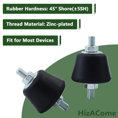 M8 45x32mm Rubber Isolator Mounts, 4 Pcs Double Studs Anti-Vibration Mounts for Generators, Compressors, Motor Engines, Pumps - size: D45*H32mm