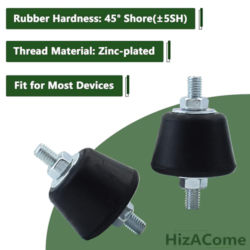 M8 40x26mm Rubber Isolator Mounts, 4 Pcs Double Studs Anti-Vibration Mounts for Generators, Compressors, Motor Engines, Pumps - size: D40*H26mm