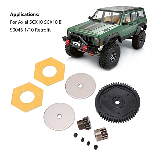 Metal 56T Spur Gear, Small Lightweight Gear Set with 13T 15T Gears for Axial SCX10 RC Crawler Car, Strong Wear (Black) - color: Black