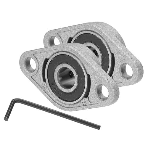 MECCANIXITY Pillow Block Bearing 5/16" (8mm) Bore Zinc Alloy Steel Mounted Flange Pillow Block Self-Alignment Insert Bearings Housing Pack of 2, KFL08 - size: 8mm