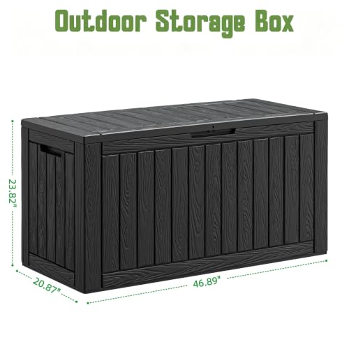 Outdoor Storage Waterproof Deck Box for Patio (110 Gallon, Black) - color: Black, size: 110 Gallon