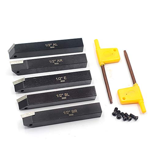 OSCARBIDE 1/2" Mini Lathe Indexable Carbide Turning Tool Holder 5-Piece