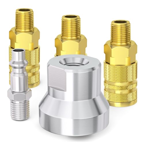 TAISHER 1Pcs 3-Way Air Manifold 4 Ports Aluminum Industrial Pneumatic Air Compressor Quick Connect Socket In Line Type Air Hose Splitter with 3 Couplers and 1/4" Male NPT Plug - size: 1/4"NPT 1Pcs