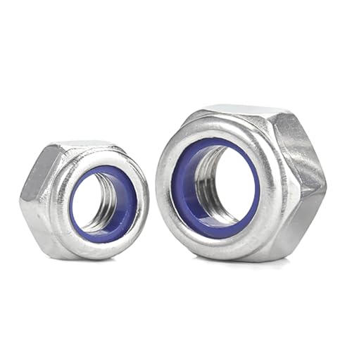 M3-0.5 Nylon Insert Lock Nuts, Stainless Steel 304 (18-8) Lock Nuts with Nylon Insert, 100pcs - color: Silver, size: M3-0.5