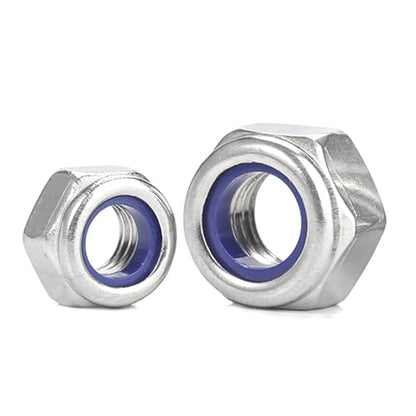 M3-0.5 Nylon Insert Lock Nuts, Stainless Steel 304 (18-8) Lock Nuts with Nylon Insert, 100pcs - color: Silver, size: M3-0.5