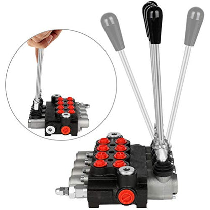 Hydraulic Flow Control Valve 4 Spool 11 GPM Adjustable Relief Valve - size: 4 Spool 11 GPM