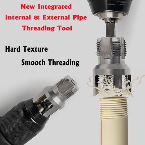 PVC Pipe Threader Kit, 3 Piece Set, 1/2", 3/4", 1" NPT, Internal and External Threading, Compatible with Electric Drill for PVC, PPR, MPP Pipes (1/2in+3/4in) - color: 1/2in+3/4in