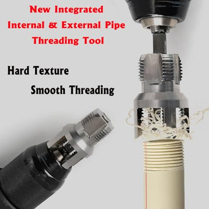 PVC Pipe Threader Kit, 3 Piece Set, 1/2", 3/4", 1" NPT, Internal and External Threading, Compatible with Electric Drill for PVC, PPR, MPP Pipes (1/2in+3/4in) - color: 1/2in+3/4in