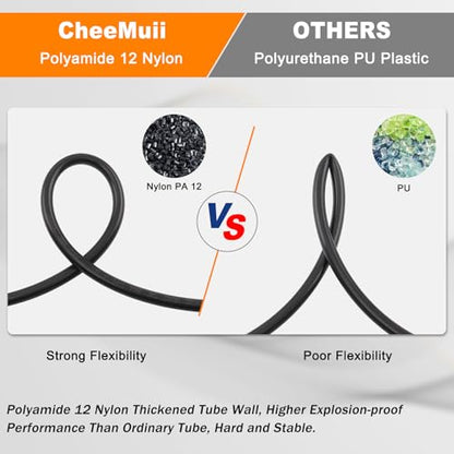 CheeMuii 100FT 3/8" DOT Air Line 3/8 Air Hose PA12 Nylon Pneumatic Tubing - color: Black, size: 3/8"OD-100FT