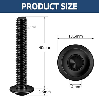 M6 x 40mm Flanged Button Head Socket Cap Screws, Black Oxide, Full Thread, Allen Socket Drive, 304 Stainless Steel, 25 PCS - color: Black, size: M6 x 40mm