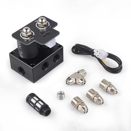12V Air Ride Suspension 2-Valve Air Ride Suspension Manifold - 1/4 NPT, With quick connectors and plugs （only solenoid valve） - color: 2-Valve