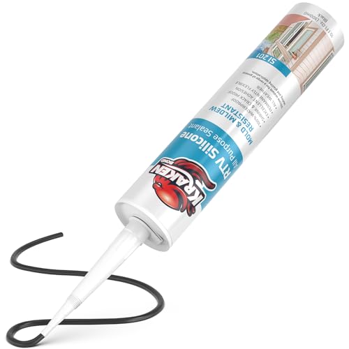 Kraken Bond RTV Silicone Sealant Black (1 x 10.1 fl.oz.)%100 Waterproof Silicone Caulk Kitchen and Bathroom, All Purpose, Window Caulking Sealant Outdoor, RV, 1 Pack - size: 1 Pack- Dark Black