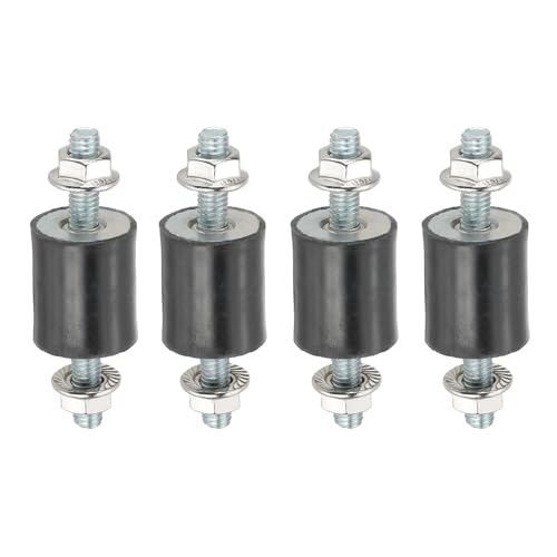 PATIKIL M6 20x10mm Rubber Isolator Mounts, 4 Pcs Rubber Studs Shock Absorber Anti-Vibration Isolation Damping Mounts with Lock Nuts for Motor, Air Compressor, Engines (46mm Height) - size: M6-20x10x46mm